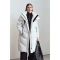 Amii 2025 Winter New Women's Duck Down Warm Hooded Solid Long-sleeved Three-proof Down Jacket Loose Shoulder Sleeve Top