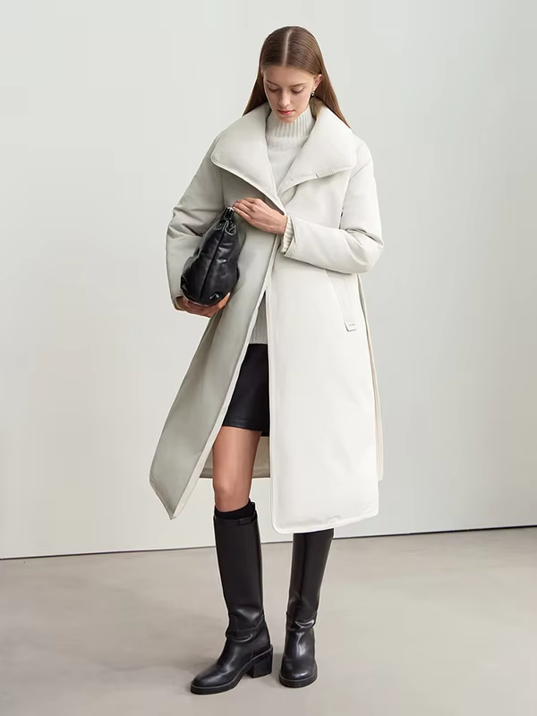 AMII 2026 Winter Overcoats New Women Long Casual Windproof Warm Coats Lapel Belt Graphene Lining Thickened Down Jacket
