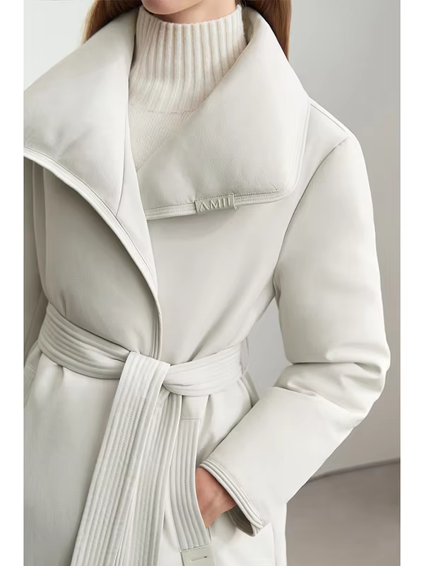 AMII 2026 Winter Overcoats New Women Long Casual Windproof Warm Coats Lapel Belt Graphene Lining Thickened Down Jacket