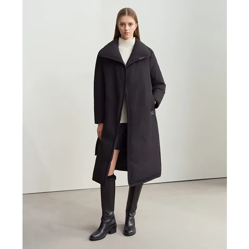AMII 2026 Winter Overcoats New Women Long Casual Windproof Warm Coats Lapel Belt Graphene Lining Thickened Down Jacket