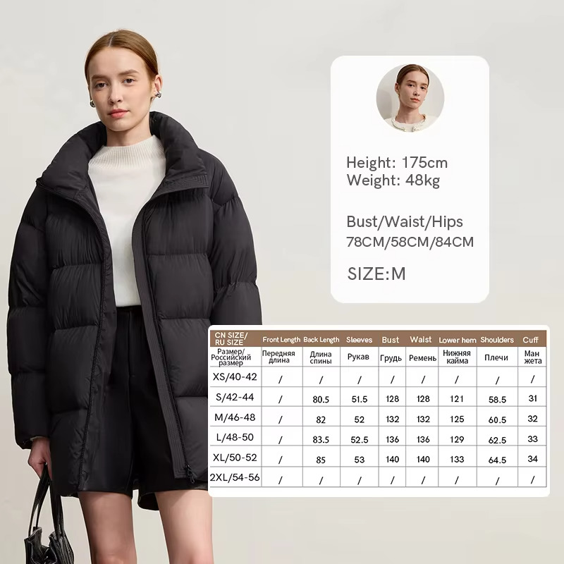 AMII Women's Down Coat 2026 Winter New Loose Removable Hooded Zipper Warm Long Sleeve Solid Color Duck Down Down Jacket