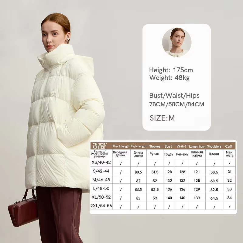 AMII Women's Down Coat 2026 Winter New Loose Removable Hooded Zipper Warm Long Sleeve Solid Color Duck Down Down Jacket