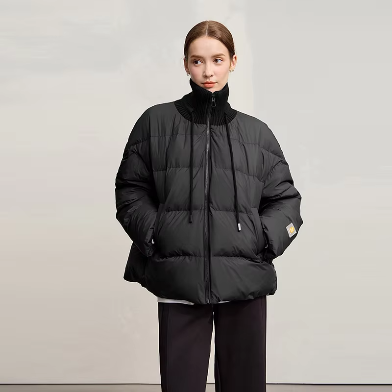 Amii Down Coats 2025 Winter New Casual Solid Versatile Turtleneck Down Jacket For Woman Long Sleeve Loose Warm Long Top