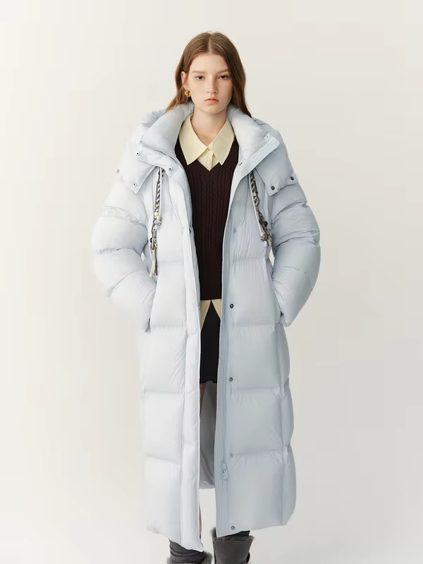 FSLE Highlight Cloud Collection Korean‑Style Long Down Coat Women 2026 Winter New Arrival Warm White Duck Down Puffer Outerwear