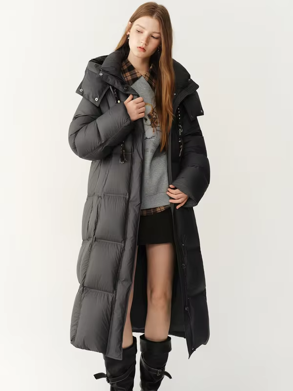 FSLE Highlight Cloud Collection Korean‑Style Long Down Coat Women 2026 Winter New Arrival Warm White Duck Down Puffer Outerwear