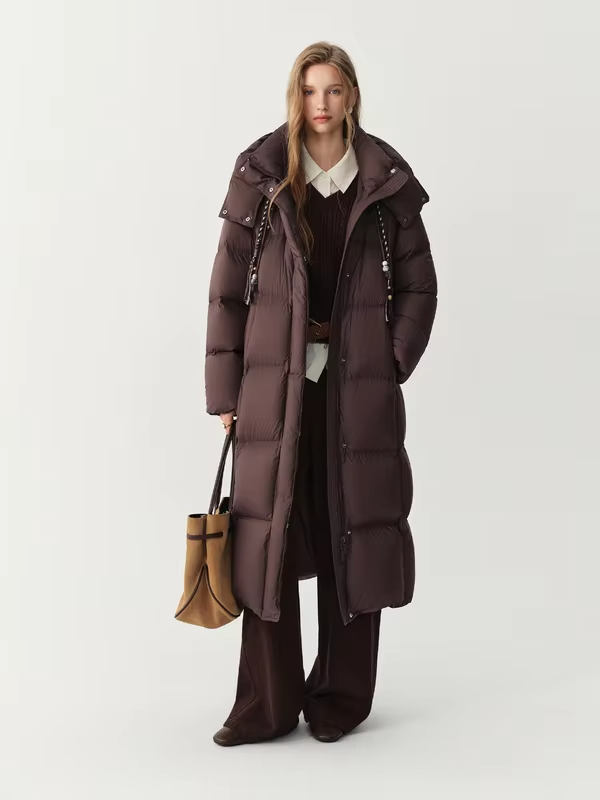 FSLE Highlight Cloud Collection Korean‑Style Long Down Coat Women 2026 Winter New Arrival Warm White Duck Down Puffer Outerwear