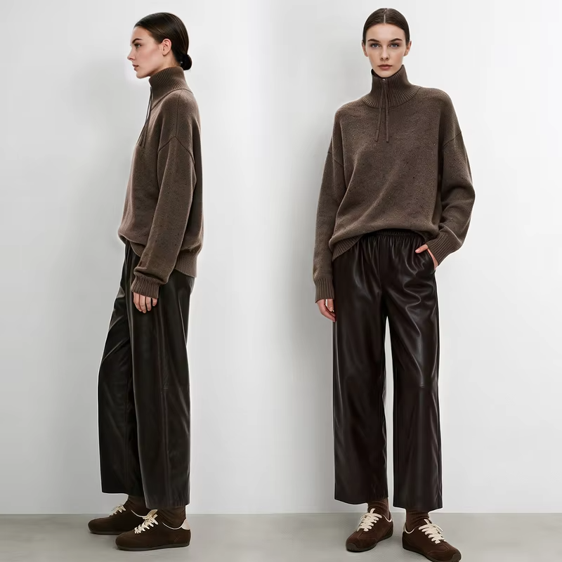 Amii Women's Sweater High Neck Pullover 2026 New Arrival Vintage Oversized Long Sleeve Tops Business Casual For Woman