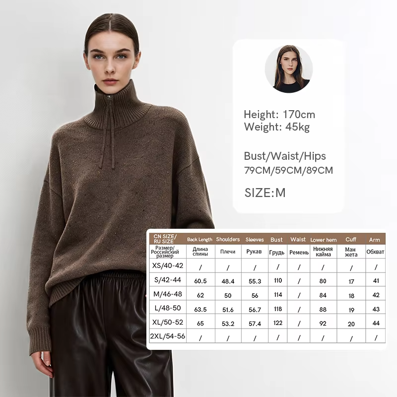 Amii Women's Sweater High Neck Pullover 2026 New Arrival Vintage Oversized Long Sleeve Tops Business Casual For Woman