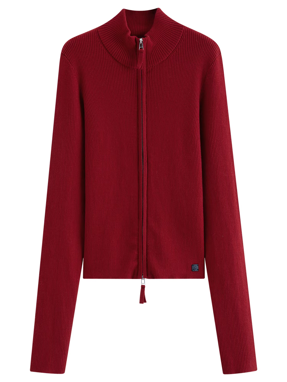 DUSHU 2026 Winter Women's Solid Stand Collar Zipper Knit Sweater - Chic Fitted Long Sleeve Versatile Top for Everyday Wear