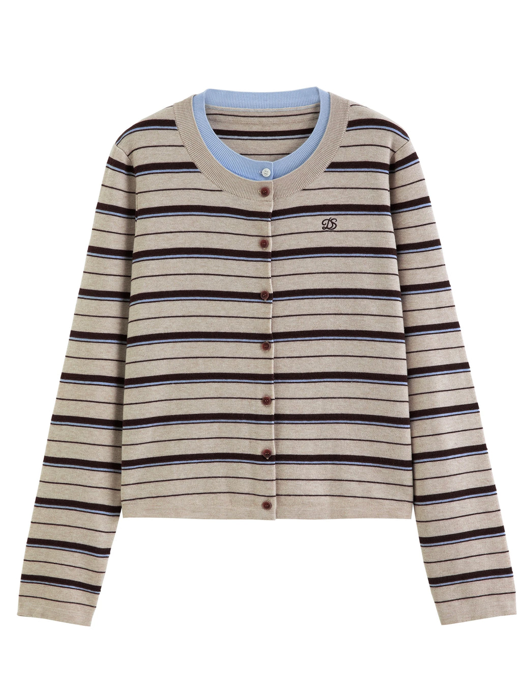 DUSHU 2026 Winter Women's Striped Faux Two-Piece Long Sleeve Knit Sweater - Chic Trendy for Office Commute and Daily Wear
