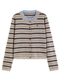 DUSHU 2026 Winter Women's Striped Faux Two-Piece Long Sleeve Knit Sweater - Chic Trendy for Office Commute and Daily Wear
