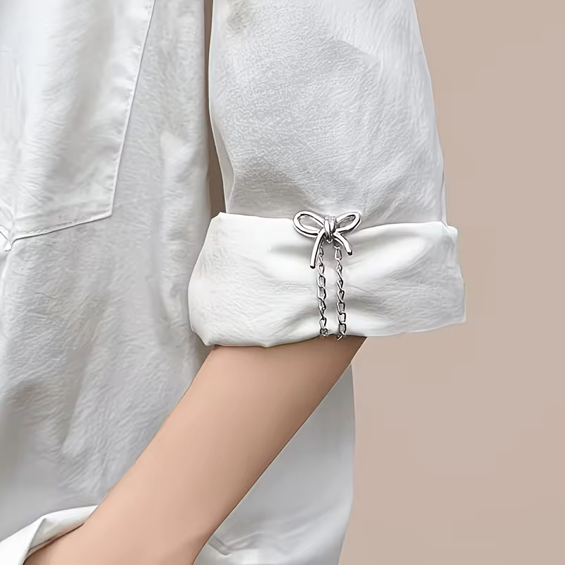 8-PCS Multifunctional Clothing Clip Metal Star Shaped Heart-Shaped Bow for Sewing Shirts Denim Pants, Cute Buttons, Chain Clips