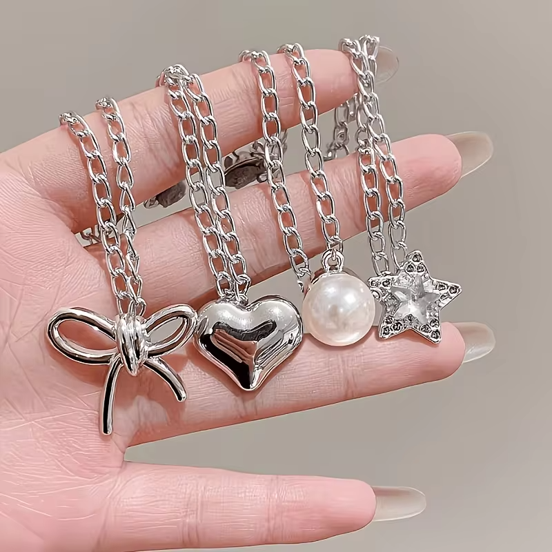 8-PCS Multifunctional Clothing Clip Metal Star Shaped Heart-Shaped Bow for Sewing Shirts Denim Pants, Cute Buttons, Chain Clips