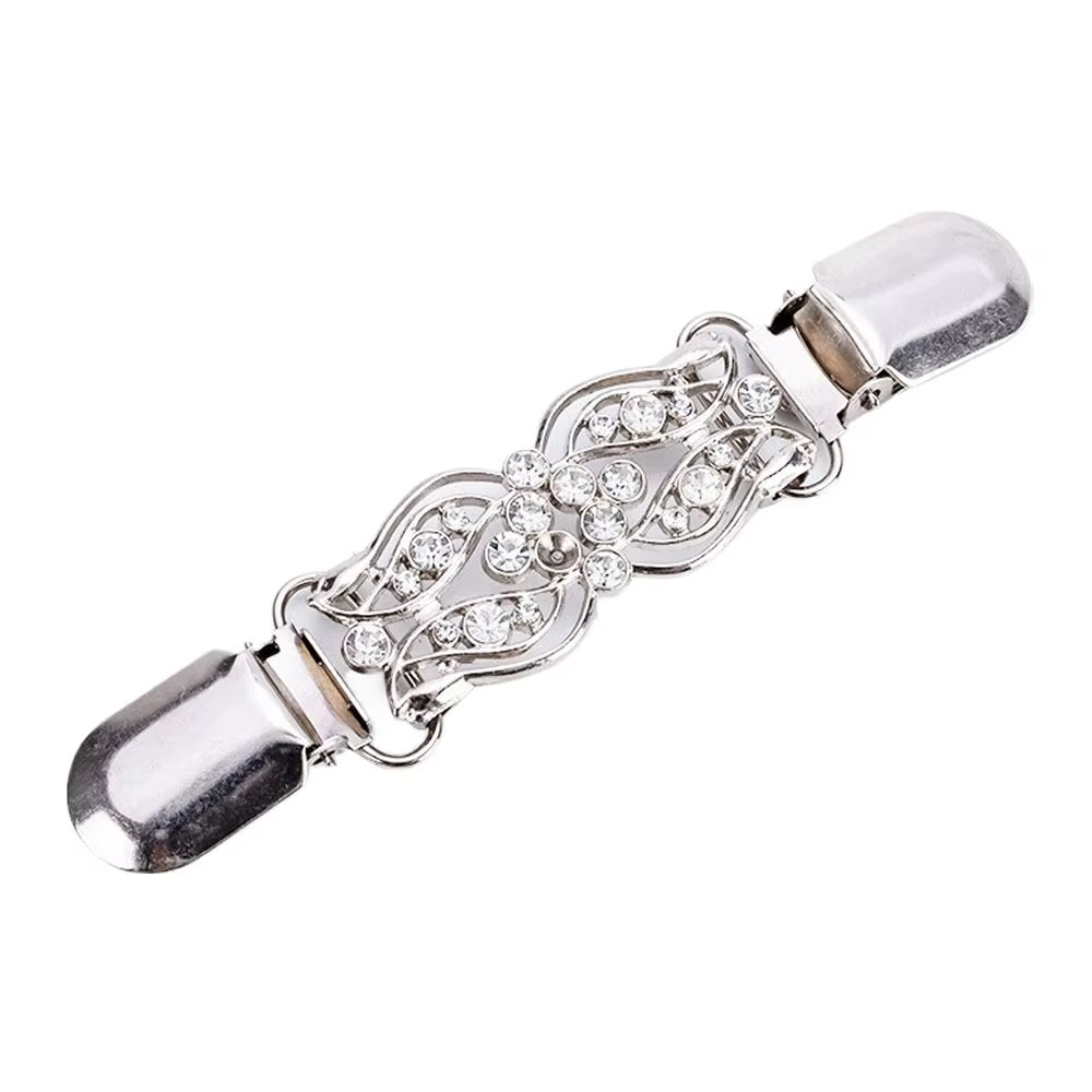 Fashion Cardigan Clip for Women Vintage Sweater Dress Shawl Clips Rhinestone Floral Scarf Collar Clasp Brooch Elegant Decor
