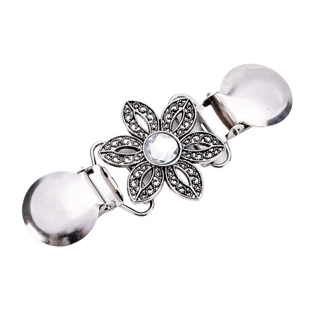 Fashion Cardigan Clip for Women Vintage Sweater Dress Shawl Clips Rhinestone Floral Scarf Collar Clasp Brooch Elegant Decor